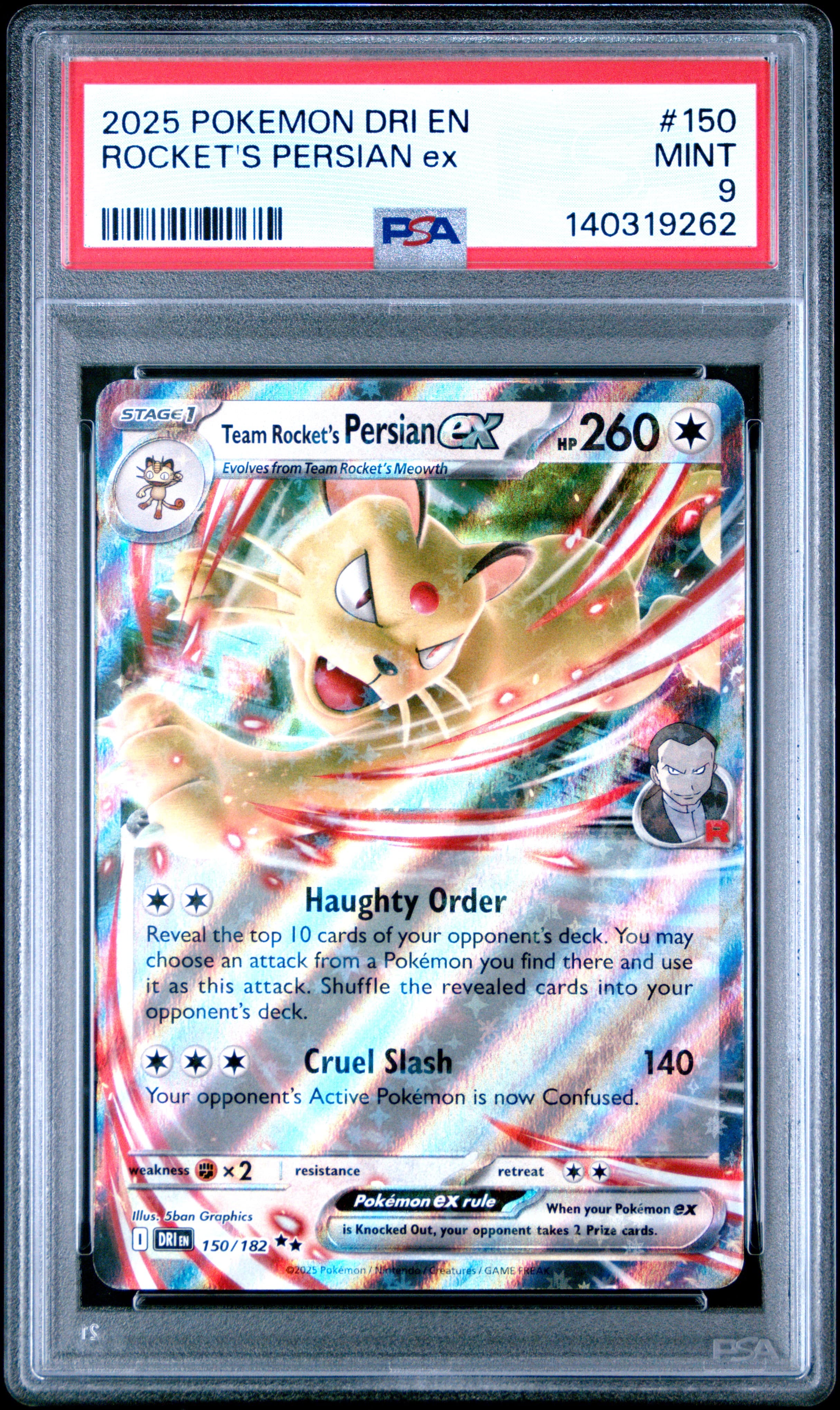 Team Rocket's Persian ex PSA 9